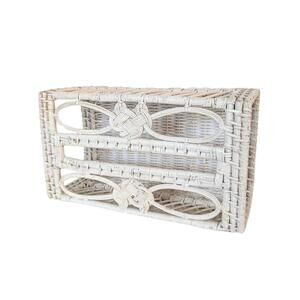 Vintage White Wicker Tissue Box Cover